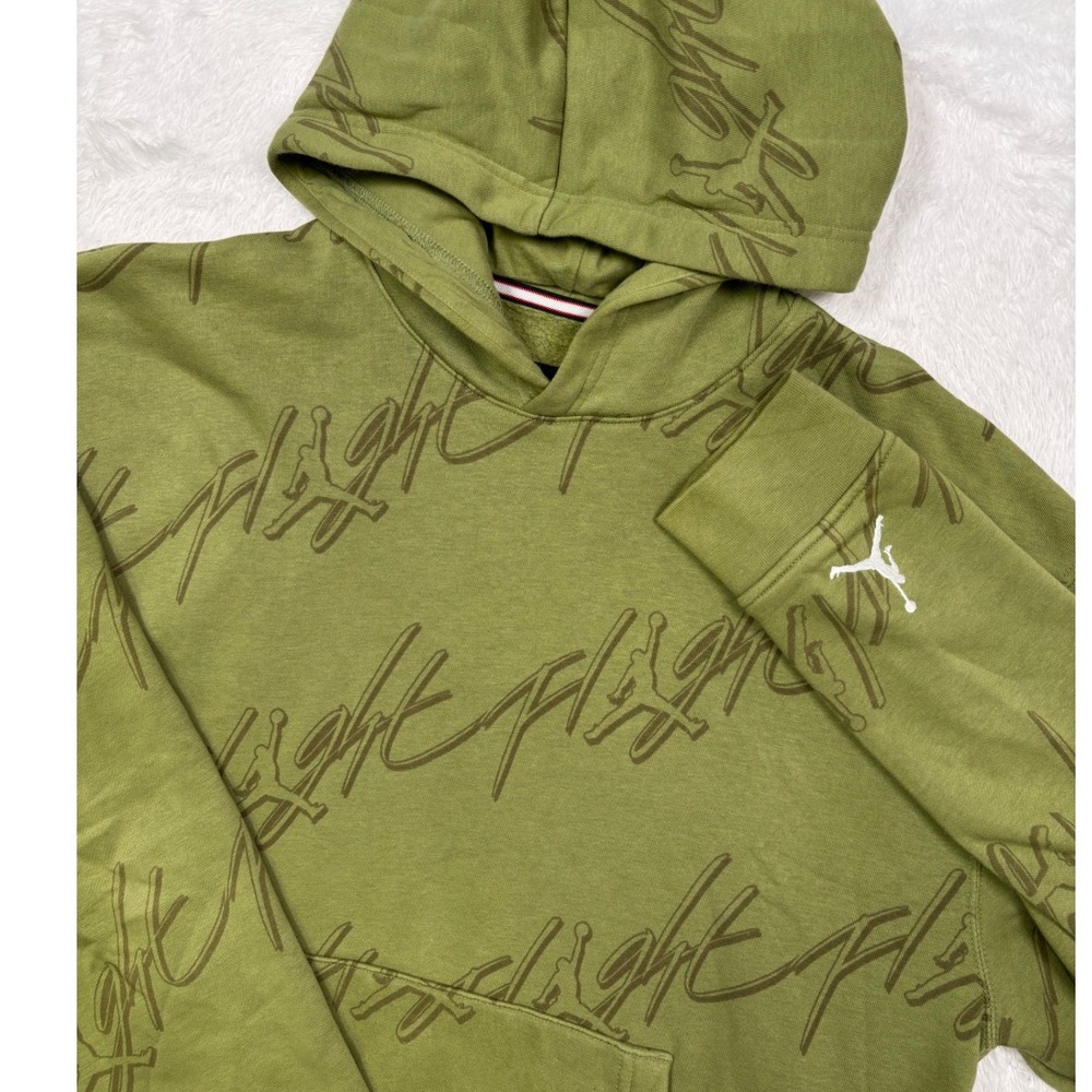 Air Jordan Flight Jumpman Hoodie Mens M Olive Green AOP‎ Nike Street Basketball